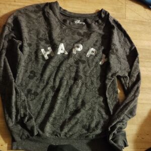 Disney Gray 'Happy' women's Mickey mouse Long sleeve Sweater size medium